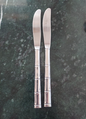 Reed & Barton Rebacraft Regal Bamboo Stainless Flatware Knives Lot of 2
