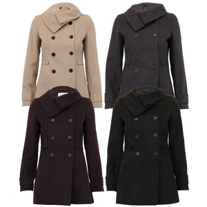 double breasted wool look coat