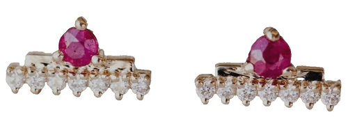 Boucles D'oreilles Clous En Or 14K (585) Avec Diamants Et Rubis - 2.68 Cts Total - Neuf Avec étiquettes