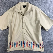 Royal Robbins Shirt Mens Extra Large Beige Khaki Surfboards Beach  Button Up