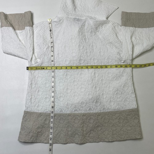 Joseph Ribkoff Crinkle Jacket Blazer US Sz 10 Two Tone Open Front Pockets White - Picture 10 of 11
