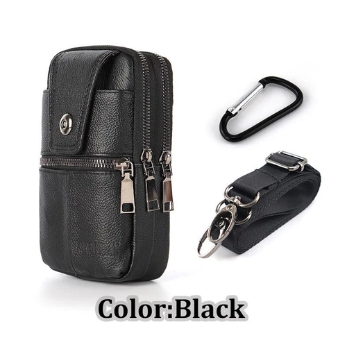 Men Leather Fashion Cell Phone Pouch Belt Loop Bag Shoulder Crossbody Waist Pack - Picture 17 of 17