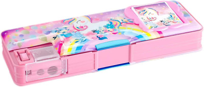 Pencil Box for Girls Unicorn Pencil Case with Calculator and Pencil Sharpener 