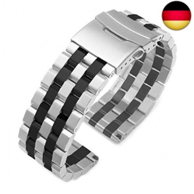 Metall Armband for Samsung Gear S3 Frontier Schwarz Silber Edelstahl Uhrenarmban