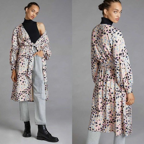 Chaqueta Kimono Plumero Manchado Anthropologie Estampado Leopardo Hutch Free People Talla S - Imagen 3 de 7