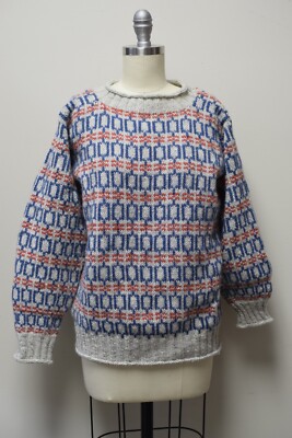 HANDMADE HANDKNIT Rauma Wool & Designed Crew Neck Wool Sweater Size S