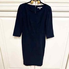 Classiques Entier Women’s Navy Blue Classic Office Knee Length Ponte Lined Dress