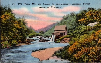 #ad #ad Old Water Mill Stream Chattahoochee National Forest Northeast Georgia Linen $1.95