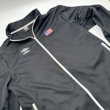 Umbro Track Jacket Mens Large Black Excellent USA Flag Soccer Full Zip Sporty
