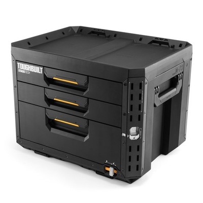 ToughBuilt StackTech 3-Drawer Locking Box, Plastic Storage Tool & Gear Organizer