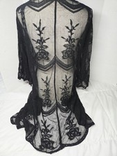 Primark Black Lace EMBROIDERED LONG Sheer XS Kimono Cardigan Duster Goth Fairy