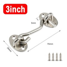 Cabin Hook & Eye Latch Lock Shed Gate Door Stainless Steel Catch Silent Holder