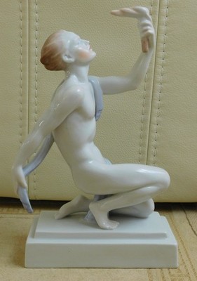 Herend Nude man with olympic flame porcelain figure