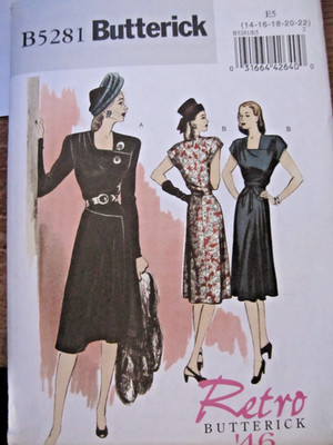 Butterick #5281  RETRO MISSES'  DRESS & BELT  Uncut Sewing Pattern Size 14-22