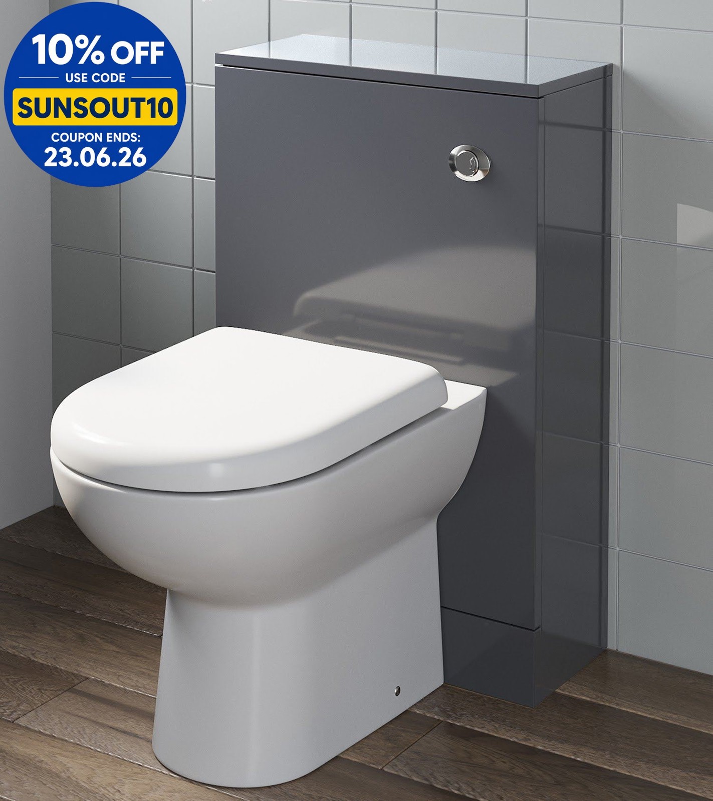 Bathroom Grey Gloss Back To Wall BTW Unit ONLY (Toilet not Included) Modern