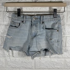 Zara Girls Jean Shorts Size 8 Light Wash Denim Cuttoff Distressed Booty Low Rise