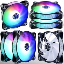 DS RGB Fans, 120mm 6 Pack Case Cooling LED Fans for White Black PC Case, CPU