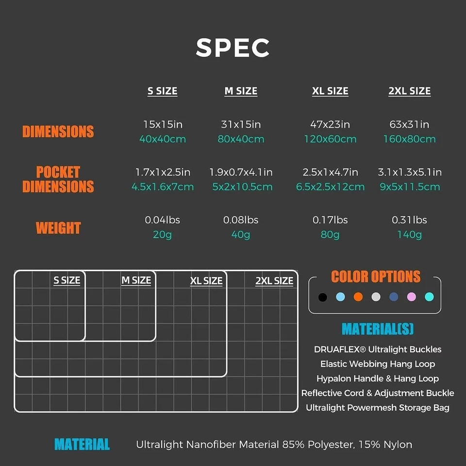 Toallas ultraligeras de secado rápido en tamaños XL grandes y pequeños con Poc... Foto 2 de 4