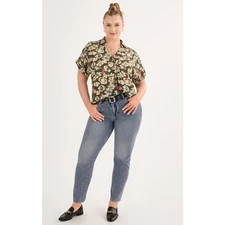 New $99 Cabi Replay Top 6717 Spring "25 Flower Toss Print Poly Crepe Relaxed Fit