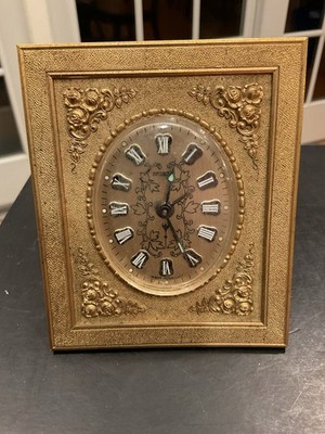OverOcean West Germany Ornate Wind Up Brass Alarm Clock - Works