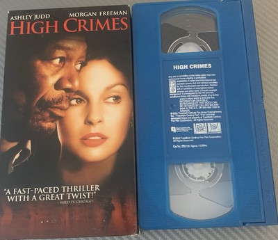 High Crimes VHS Blue Tape 2000s Thriller Morgan Freeman Ashley Judd UNTESTED