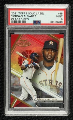 2021 Topps Gold Label Class 1 Red 58/75 Yordan Alvarez #45 PSA 9 MINT 1jp8