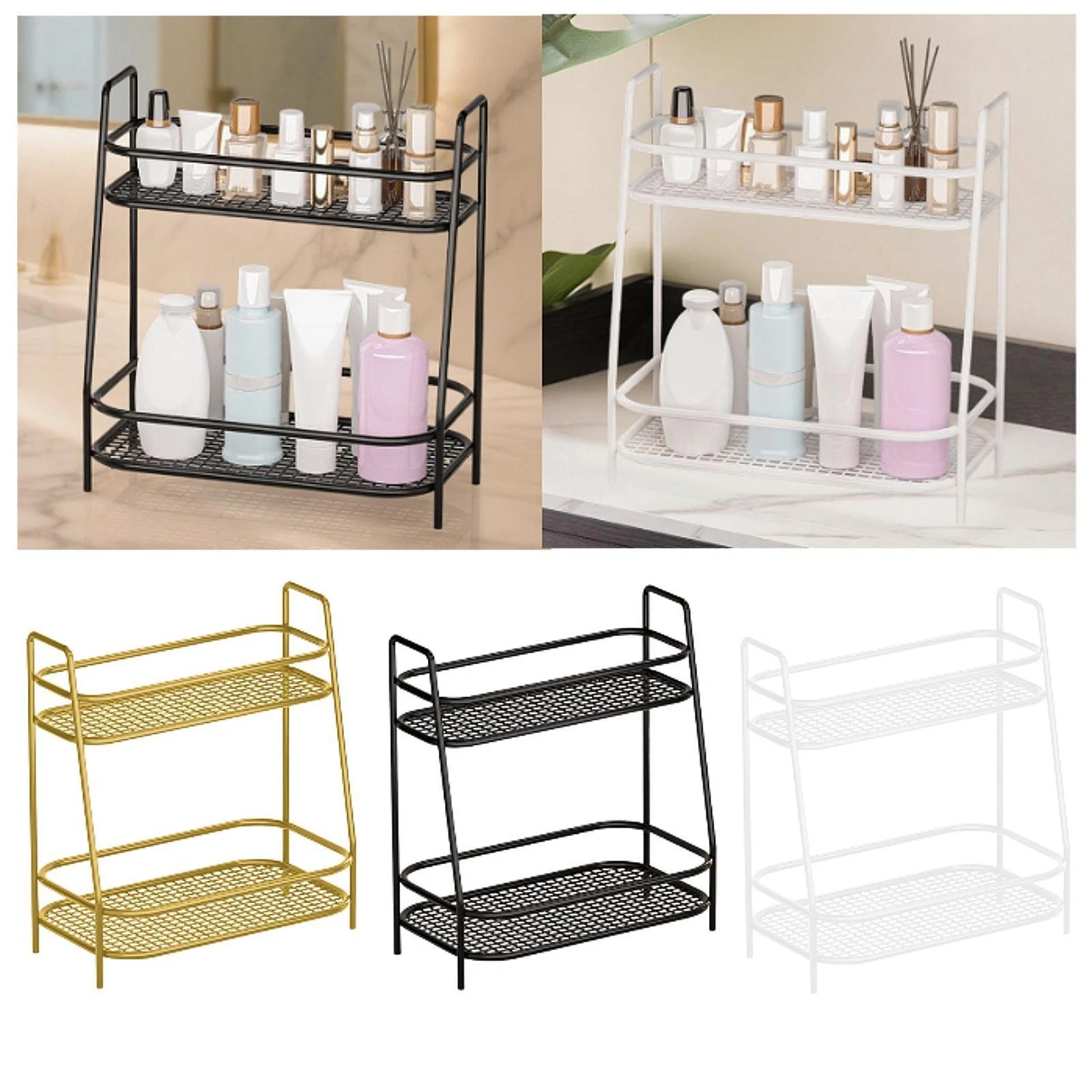 2 Tiers Spice Storage Rack Seasoning Storage Shelf Freestanding Kitchen Cabinet