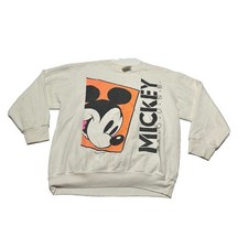 Vintage 90s The Walt Disney Company Mickey Mouse White Sweatshirt Medium USA