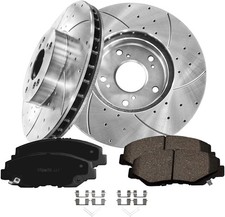 PM Auto Set of 6 Front 282mm Drilled Slotted Disc Brake Rotors-Ceramic Brake Pad