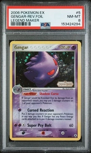 2006 Pokemon EX Legend Maker 5 Gengar Reverse Foil PSA 8 NEW CERT
