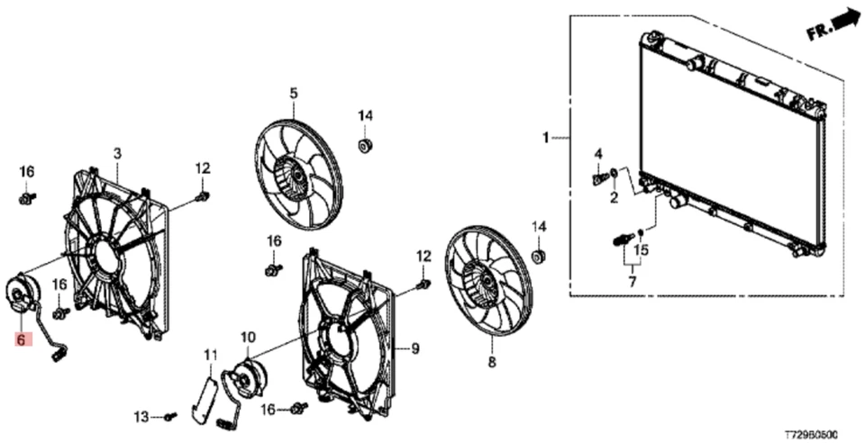 Motor de ventilador de refrigeración del radiador del motor OEM para Honda CR-V CRV 19030-5PA-A01 2017-2018 Foto 2 de 3