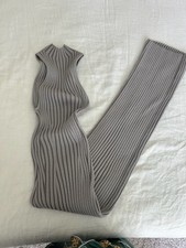 Talulah Ribbed Knit Midi Dress in Grey