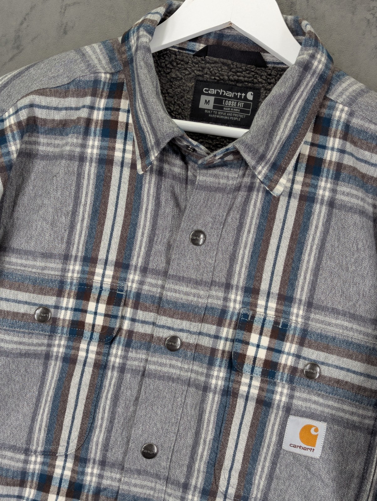 Carhartt Lumberjack Shirt Jacket Size Large Relaxed Fit Sherpa Lined Flannel image 2
