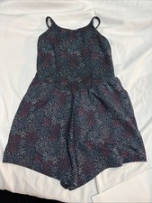 All in Motion Girls Small 6/7 Knit Active Romper Navy Blue Red White Fireworks