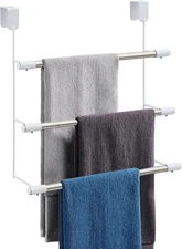 Over The Door Towel Rack No-Drill Behind The Racks for Bathroom Glass Shower