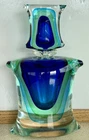 Sommerso Murano Art Glass Bottle W/ Stopper by Oball 11”