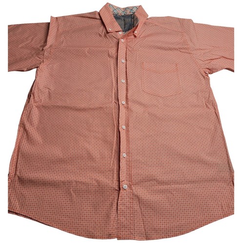 Panhandle Tuf Cooper Performance Button Down Shirt Men's L Orange Western Cowboy