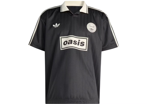 adidas x Oasis Tour Jacquard Jersey Logo Top Black Originals Retro Polo Men Size - 第 2/6 張圖片