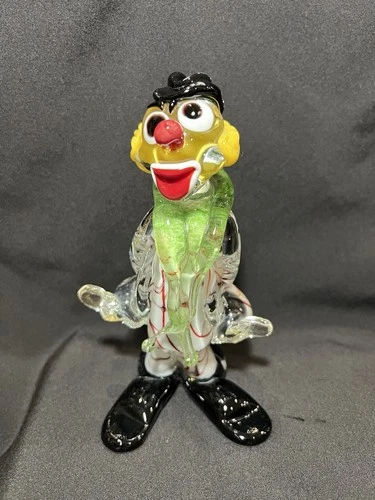 Murano Italian Hand Blown Art Glass Clown Figurine 7-inch Vintage Collectible