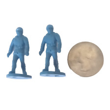 Vintage 1960s Set of 2 Blue Plastic Army Men w Backpacks Marx EUC 1-3/8" Tall