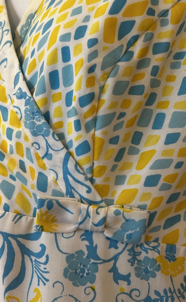 Vestido recto midi sin mangas floral azul amarillo azul Lilly Pulitzer años 60 de colección talla 6 Foto 3 de 4
