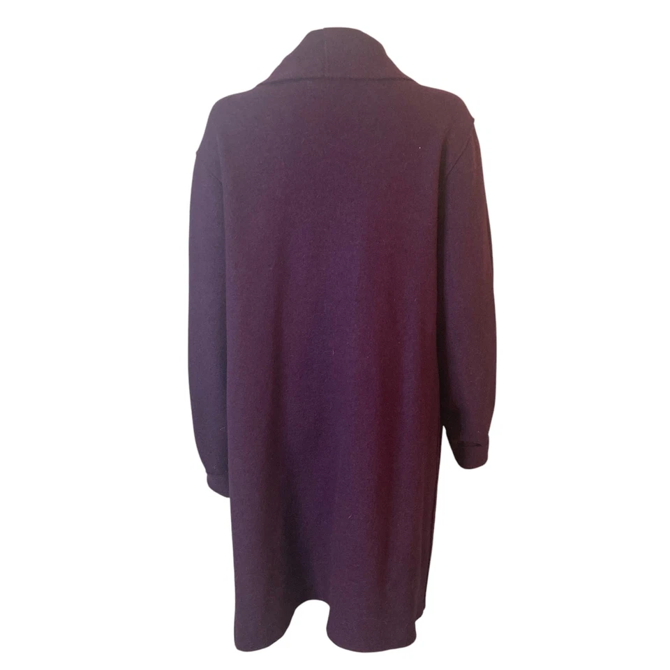 Abrigo Eileen Fisher mezcla de lana tejido para mujer grande púrpura frente abierto Foto 2 de 4