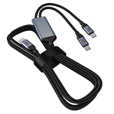 OMNIHIL 3.2FT USB-C Splitter Cable Compatible with Canon VIXIA HF G70 Camcorder
