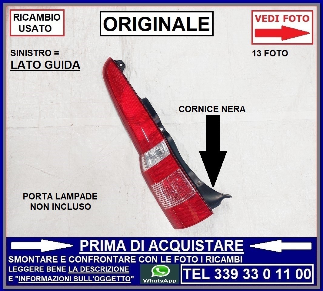 FANALE FARO POSTERIORE SINISTRO SX GUIDA -ORIGINALE- FIAT PANDA 2 mod 169
