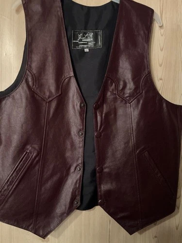 Vintage Creaciones GLR Burgandy Leather Vest  Size 40 Leon Cowboy Rancher Mexico image 8