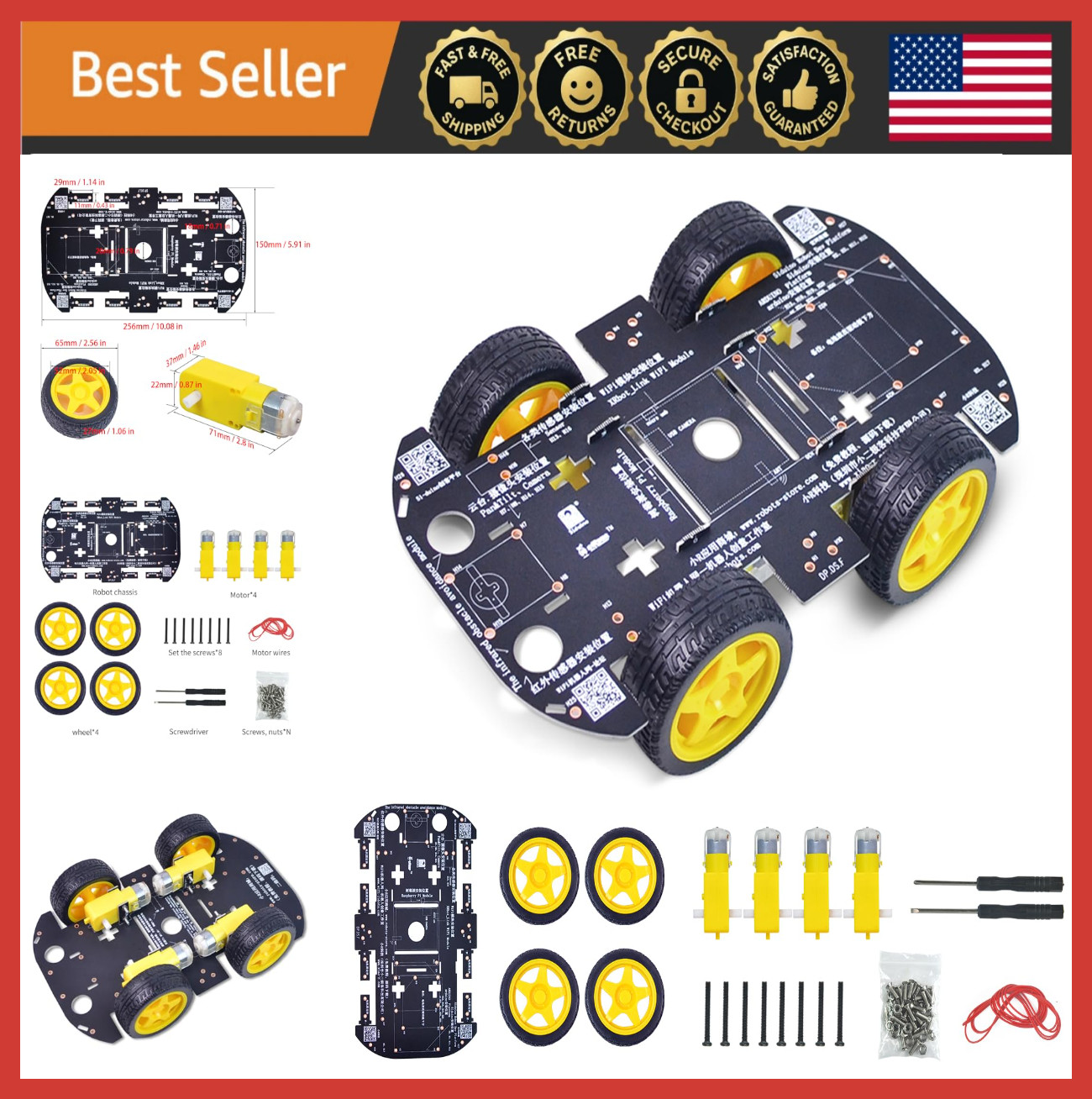 Chassis Kit For Arduino/raspberry Pi Diy With Tt Motor