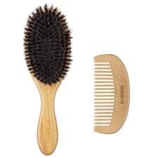 100 Boar Bristle Hair Brush Set Medium . Soft Natural Bristles for Thin and Fi
