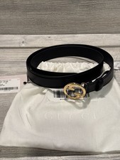 GUCCI Blondie Interlocking G leather belt Black Gold 95 / 38