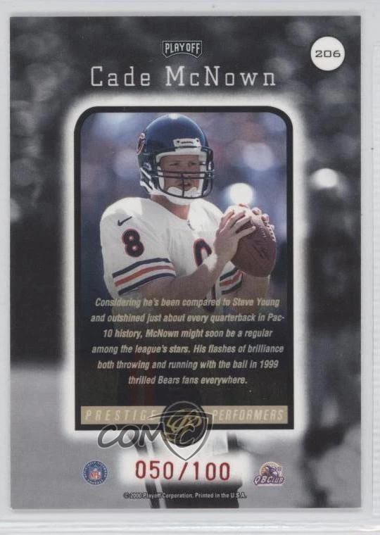 2000 Playoff Prestige Prestige Performers Red Spectrum /100 Cade McNown #206 - Image 2 of 2