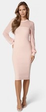 NWT BEBE SZ XS BLUSH with/Pearls Mesh Midi Sweater Dress 107862